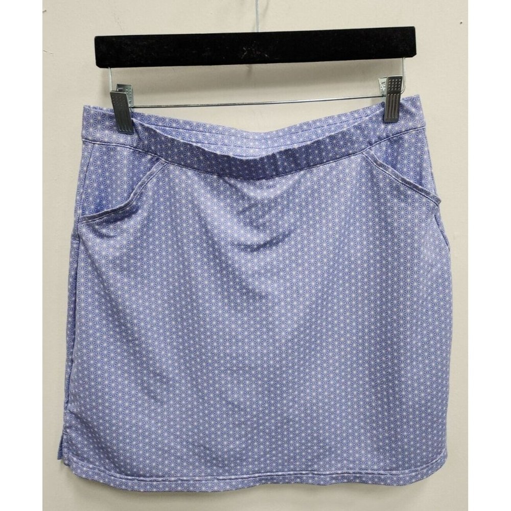 Peter Millar Womens Pull On Activewear Skort Medium Blue White Print Golf Tennis